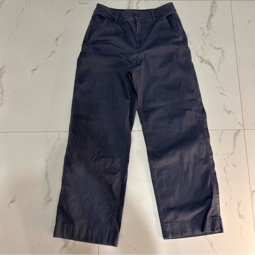 LL Bean Women's Blue Comfort Stretch Pants Mid-Rise Wide-Leg Chino Size 6 Soft - Picture 6 of 8